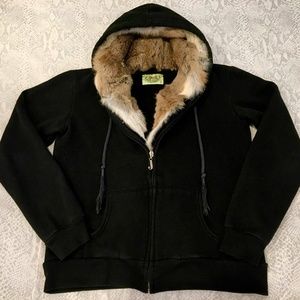 Juicy Couture Black Hoodie with Faux Fur Lining